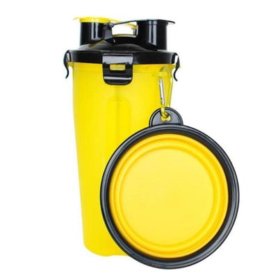 2-IN-1 PET WATER & FOOD TRAVEL BOTTLE WITH 2 FOLDABLE BOWLS